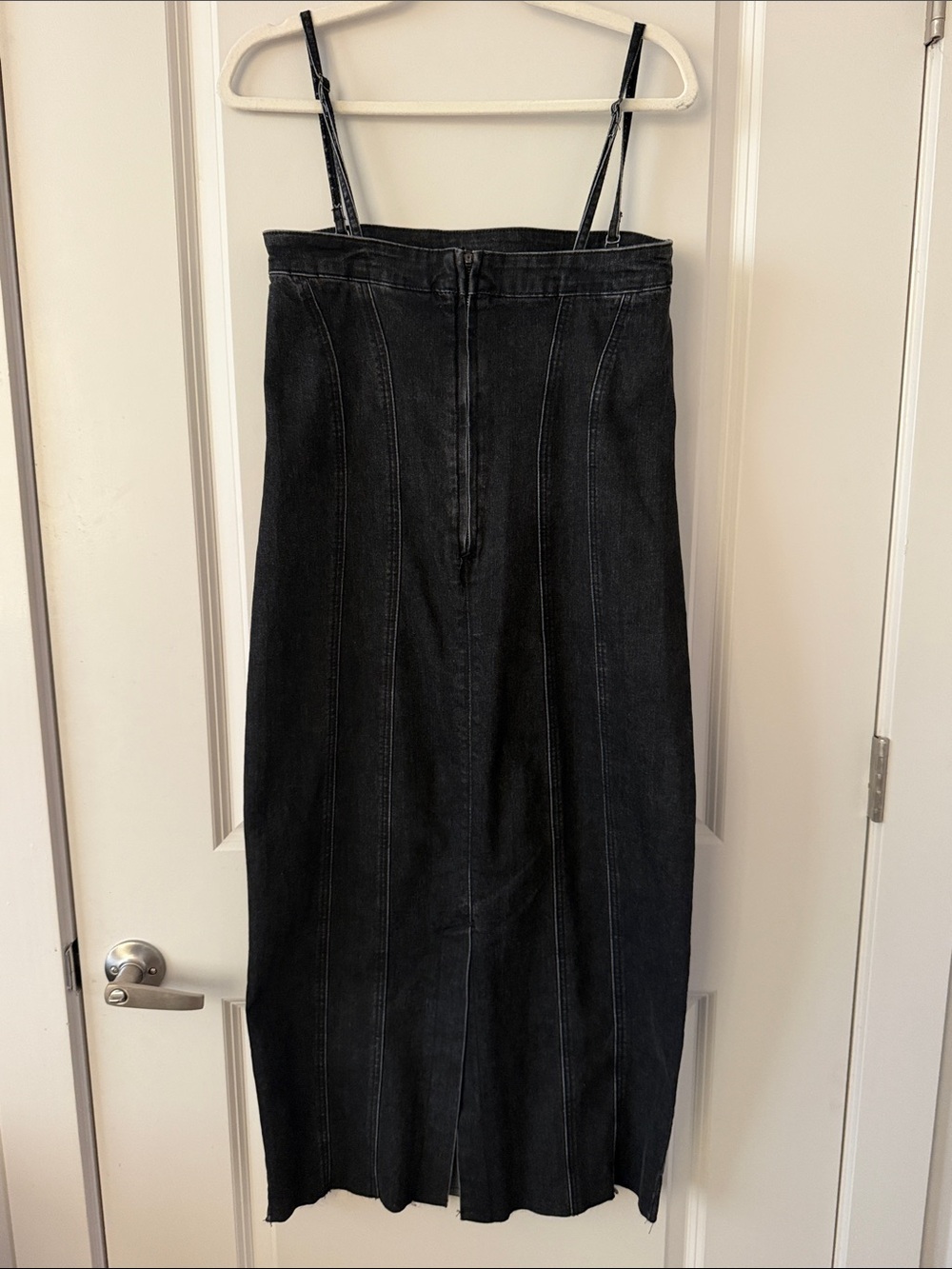 Black Denim Thin-Strap Maxi Dress